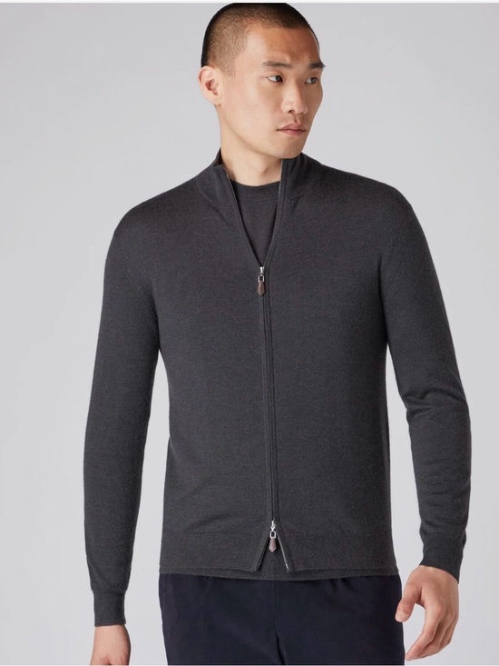 N. Peal Other - N. Peal Men's Full-Zip Knit Cashmere Jumper in Charcoal